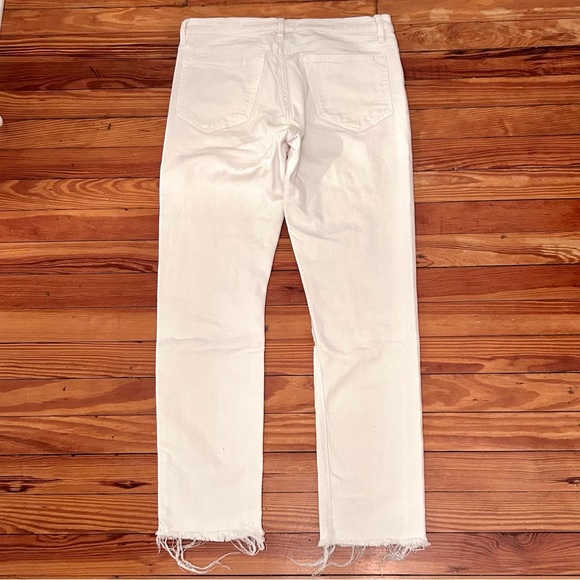 Frame Denim White Distressed Le Boy Straight Leg Jeans Size 28 - Picture 13 of 14